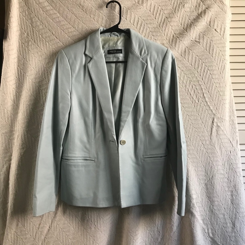 Valerie Stevens Powder Blue Leather Blazer